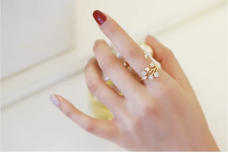 Aiffry кольца с открытым листком звезды Мода розовое золото для женщин ювелирные изделия R2104