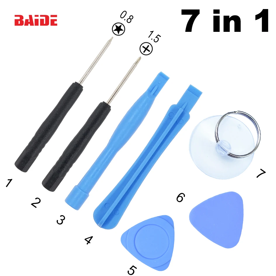 

7 in 1 Repair Opening Tools Kit Pry Tool With 0.8 Pentalobe 1.5 Phillips For iPhone 4G 5G 6G 6Plus Samsung 1000 Sets/lot