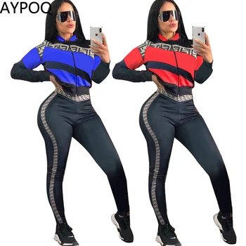 

Women Sexy Long Sleeve Sports Suit 2 Piece Set Sweatjogging Jacket Pants Relax Casual Tracksuit Fashion Blazers Slim Night Club