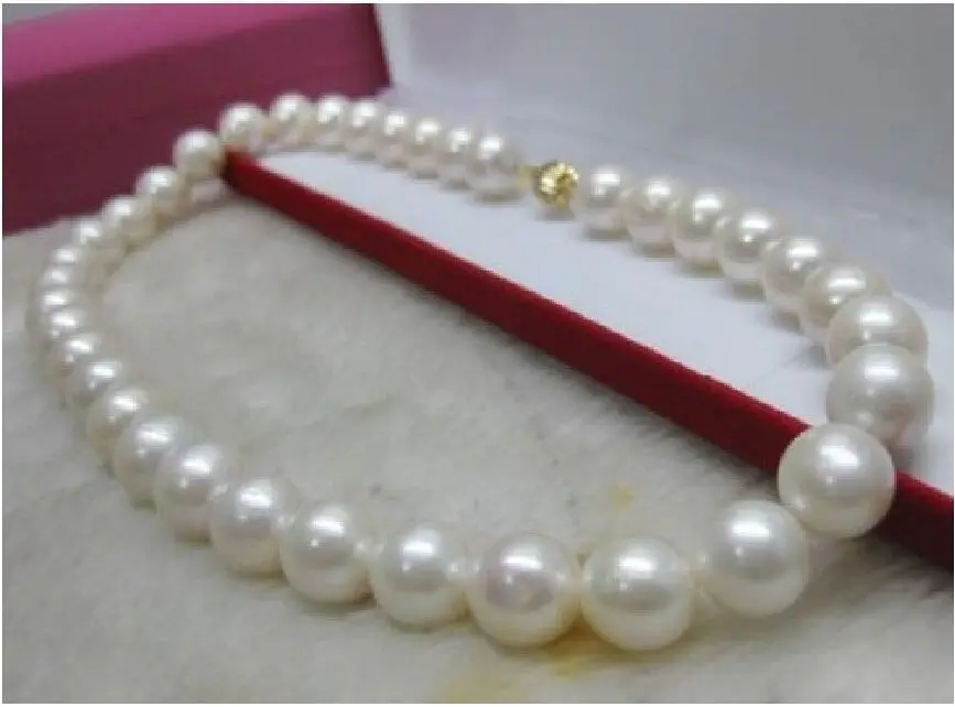 

12-13MM AAA++ GENUINE WHITE AKOYA PEARL NECKLACE 14K GOLD r (9.13)