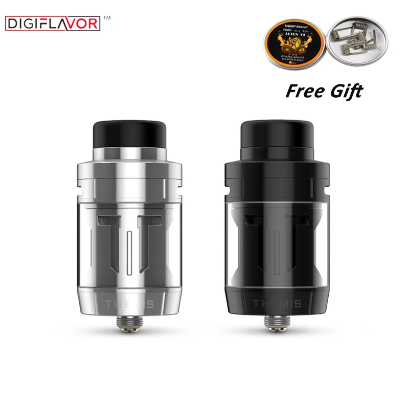 

Original Digiflavor Themis RTA Support Dual and Single Coil Mesh RTA with Mesh Wires Leak-Proof Tank Fit E Cigarette Vape