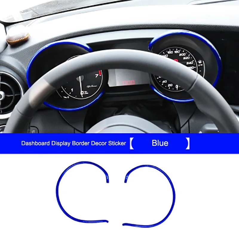 QHCP, 2 цвета, АБС-пластик, панель приборов, декоративная наклейка, кольцо, покрытие, аксессуары для интерьера, для Alfa Romeo Giulia, для стайлинга автомобилей - Название цвета: Blue