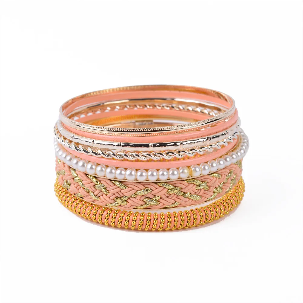 8 Rows Fabric Covered Bangle Set in Bangles from Jewelry & Accessories