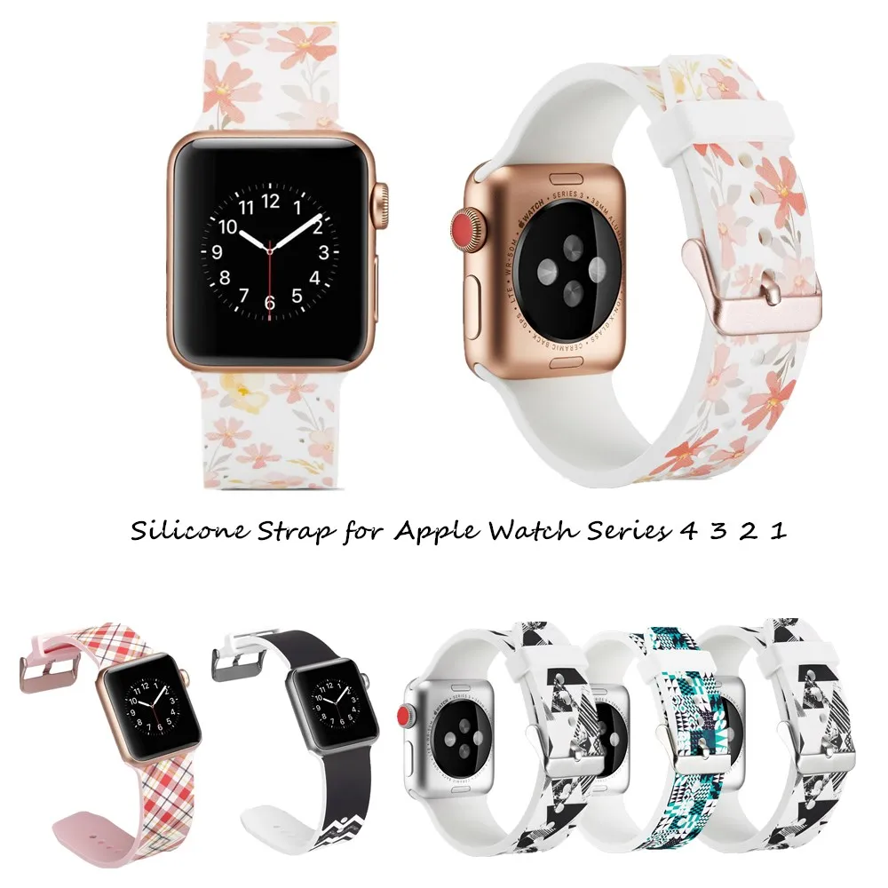 Винтажный Цветной силиконовый ремешок для Apple Watch серии 54 3 2 1 с пряжкой Мягкие