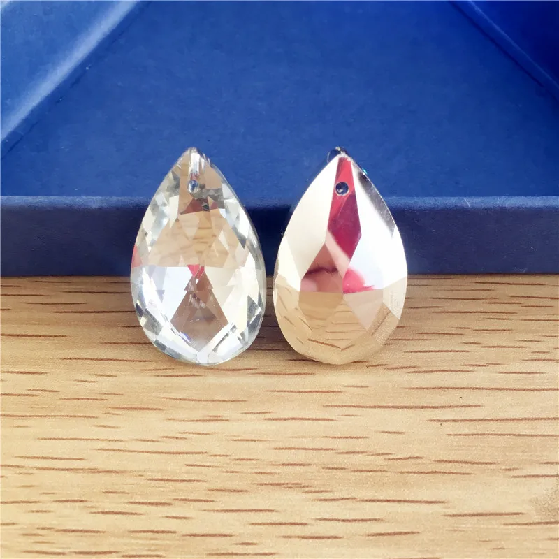 Forma de Amêndoa Claro com Prata de Volta Lustre de Cristal Prisma de Cristal Pingentes de Casamento Peças Pingentes Aparar 10 38mm - 2 Luzes e Iluminação