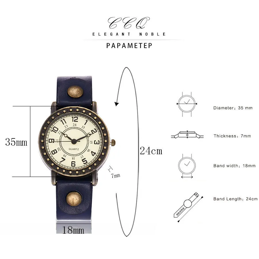 Vintage Fashion Simple Dial Watch Casual Cow Leather Quartz Watch Women Wristwatches Female Clock