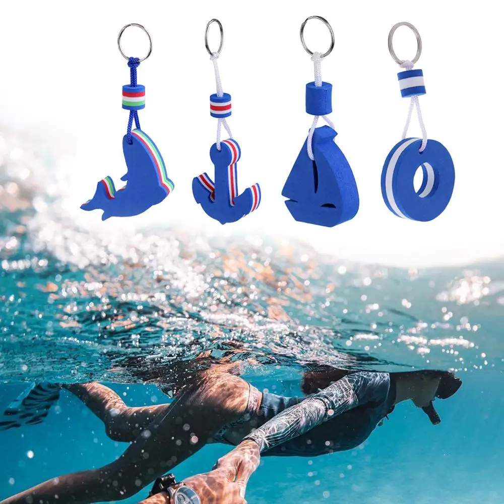 4 Pcs Yachting Boating Sailing Floating Keychain Keyring Key Ring Blue