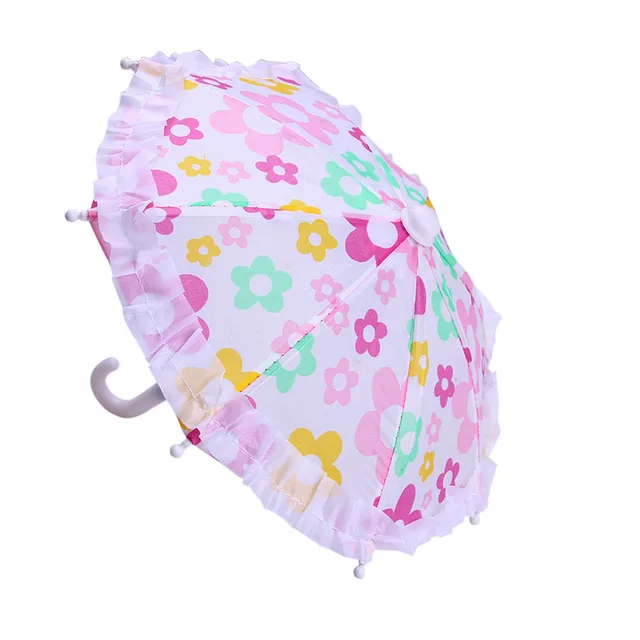 LUCKDOLL Printed Ruffled Umbrella For 18 Inch American Doll Accessories