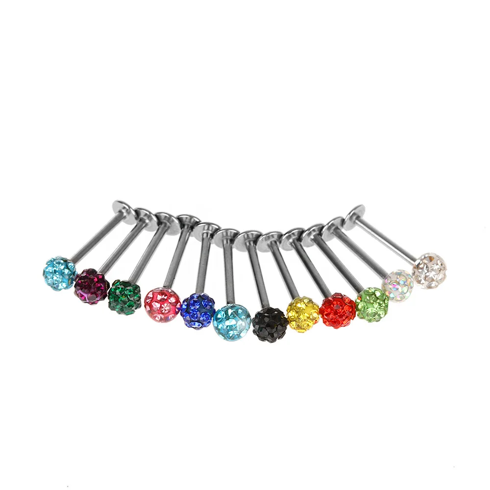 

1PC Summer HOT Sale High Quality Surgical Steel CZ Crystal Ball Lip Monroe Labret Tragus Bar Rings Piercing Studs Ear Jewelry