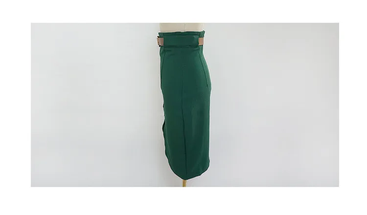 Только юбка) Высокая талия офисные женские юбки-карандаш с вырезами со средним разрезом юбка миди Весенняя имперская OL юбка Лидер продаж M17122904