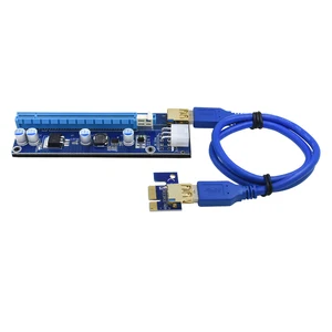Image 3 - TISHRIC 10 pz 2018 Golden VER009S PCI Express PCIE PCI E Riser Card 009 s Molex Pin a SATA 1X 16X Adattatore USB3.0 LED Mining