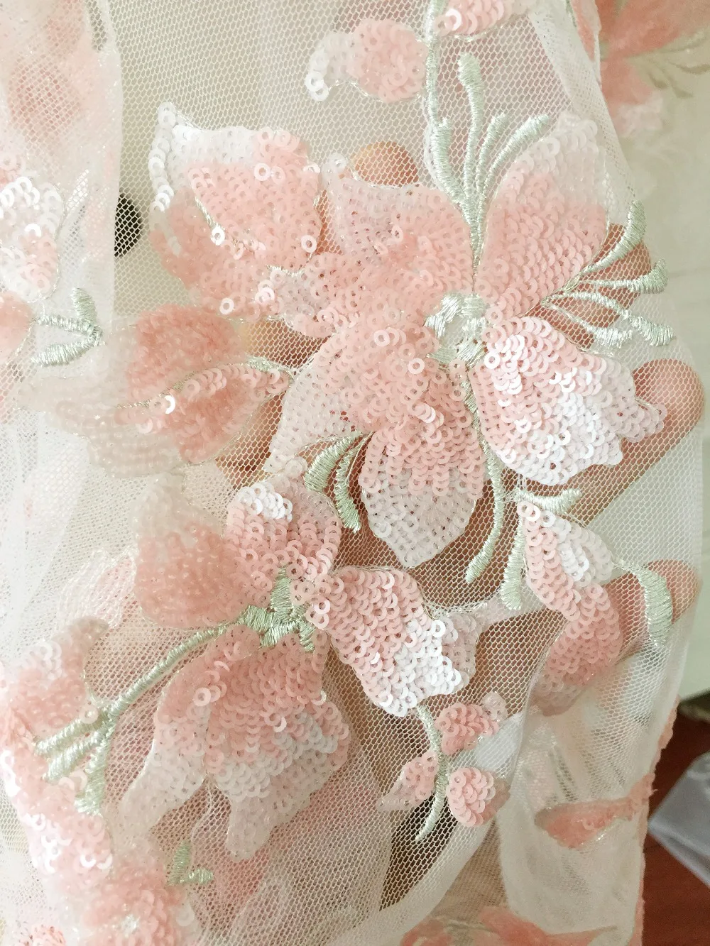 1 ярд блесток свадебный Тюль кружевная ткань в офф белый розовый кутюр платье ткань аксессуары ремесло аксессуары свадебное платье