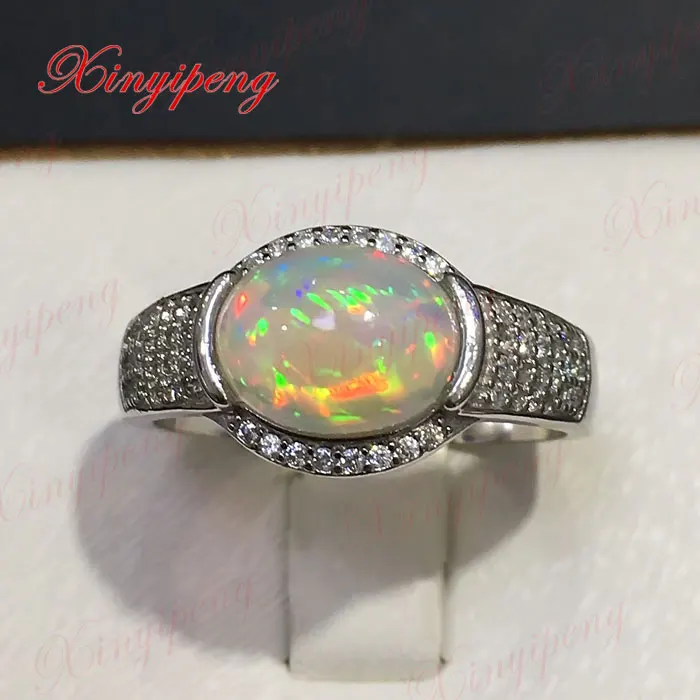 

925 sterling silver with 100% natural opal ring women to quit Colored gems Beautiful color