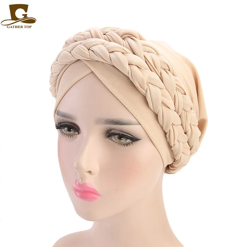 

Women's Turban Soft Breathable Double Braid Bohemian Style Fashion Hat Chemo Beanie Hair Cap