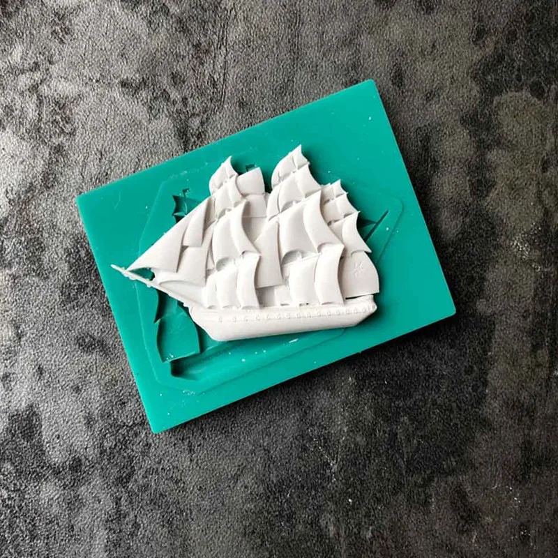 

Sailboat silicone mold DIY fondant cake mold soft candy mold baking utensils