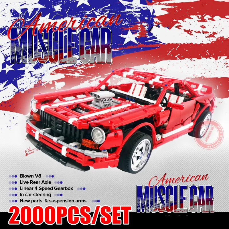 

New 2000PCS MOC Muscle Car creator Series fit ford mustang technic toys for children Building Block Bricks diy kid gift