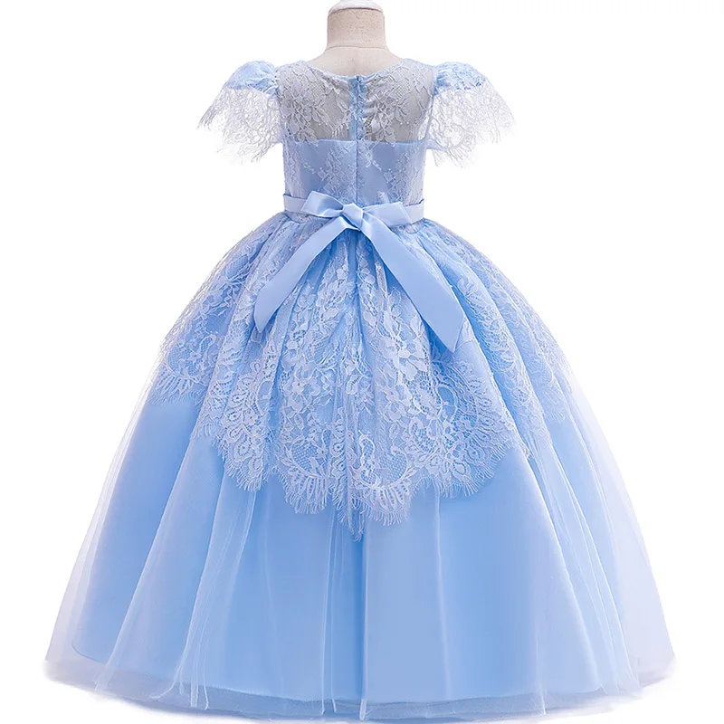 Вечернее платье принцессы Детское длинное праздничное платье с цветочным узором для девочек на свадьбу, костюм для первого причастия, бальное платье, одежда