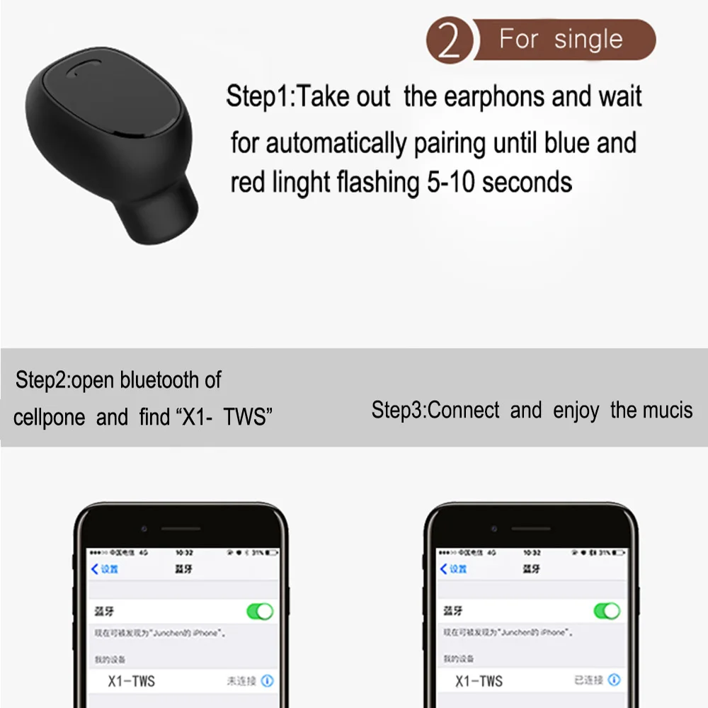 Wireless Earphone X1 Tws 5.0 Bluetooth Casque Sans Fil Stereo Earbuds Bluetooth Earphones  Handsfree Earpiece Wireless Headset  (7)