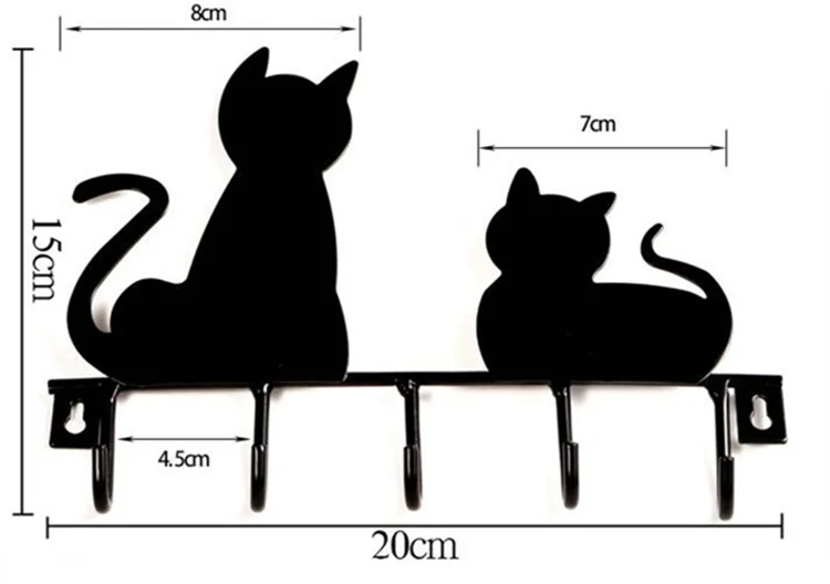 Модный дизайн в форме кошки металлическая железная стена на дверь для шляп пальто одежда ключ подвесные декоративные настенные крючки вешалка для халатов с 5 крючками