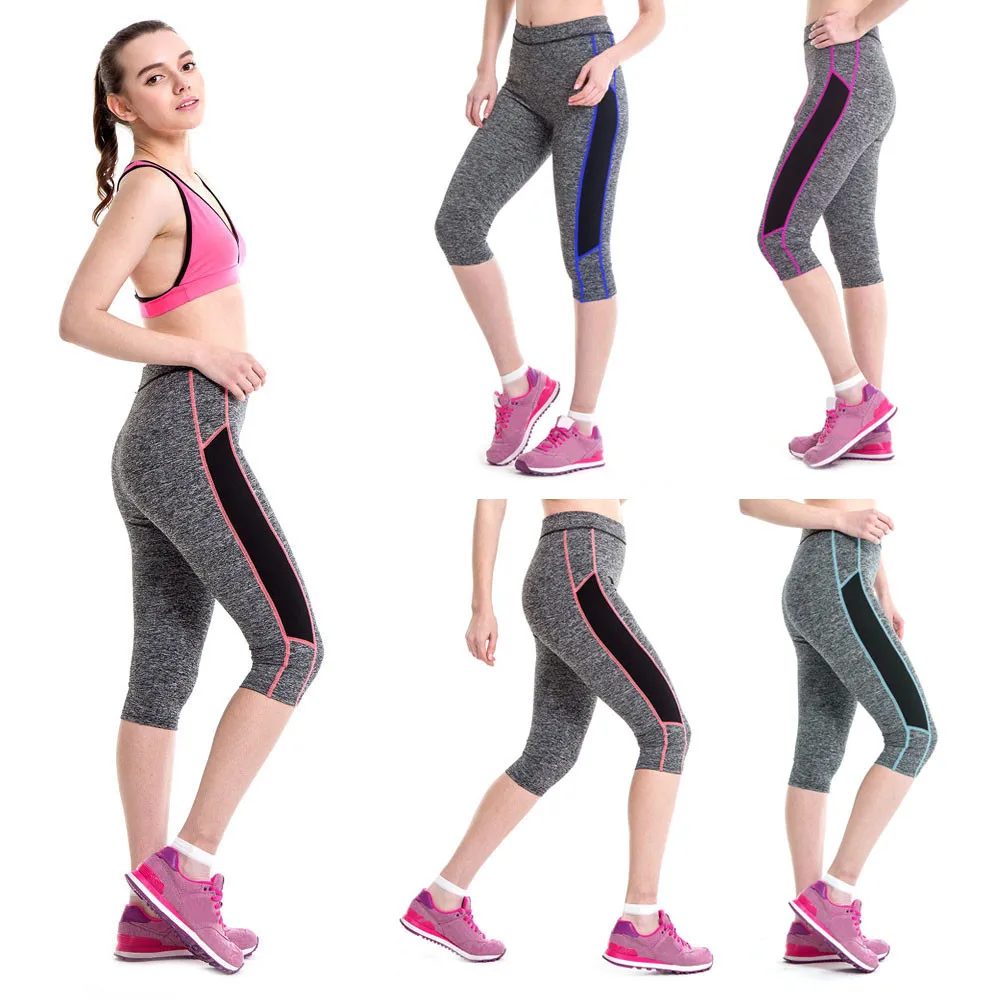 

Stretch Cropped Leggings running 3/4 pants Jogging Trousers mallas mujer deportivas Gym Dry Quick Sport Leggings Yoga Pants