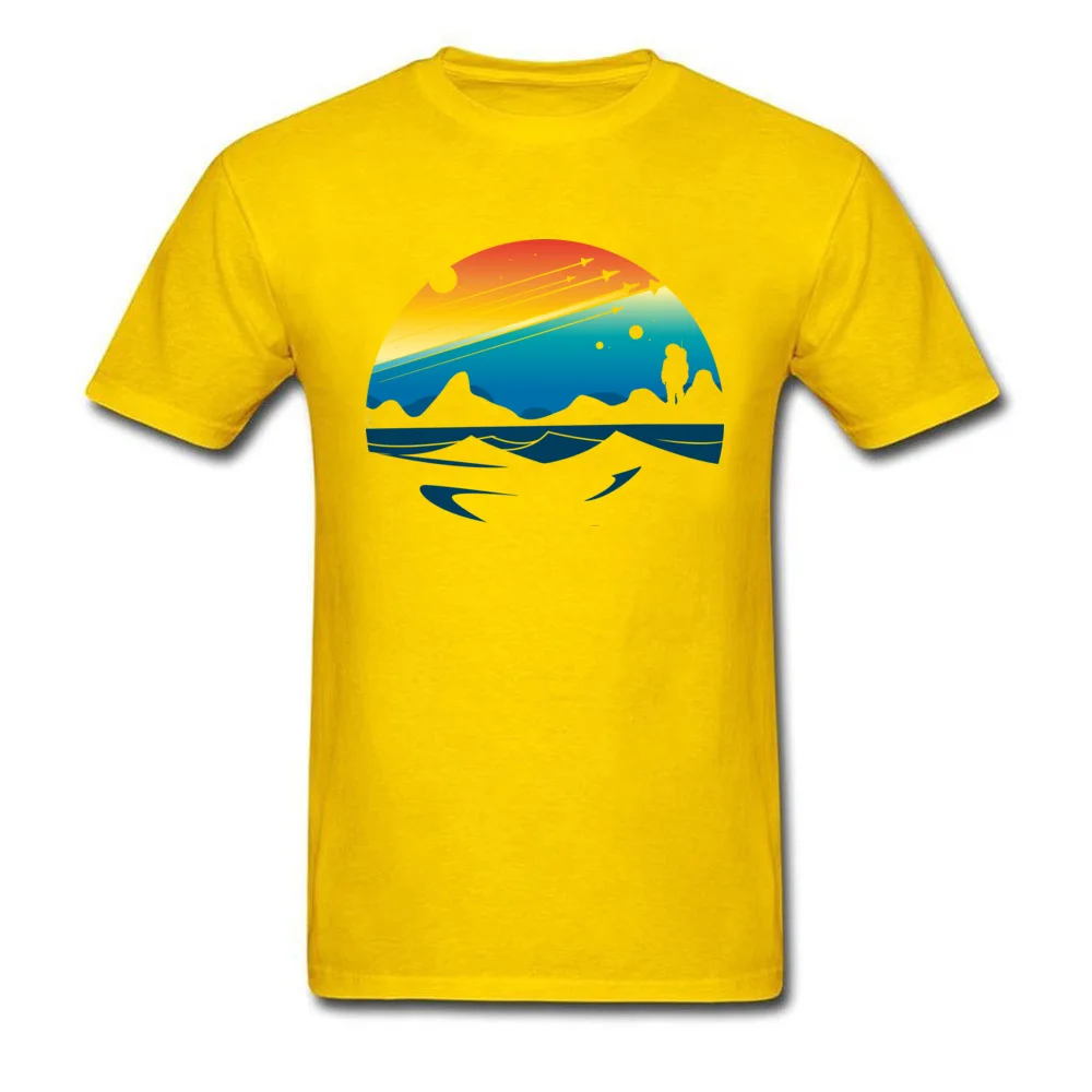 Design Fashionable Man T-shirts Round Collar Short Sleeve Pure Cotton Tops Shirts 3D Printed Tops T Shirt Top Quality Scenic colorful space view shuttle pilot science fiction art yellow