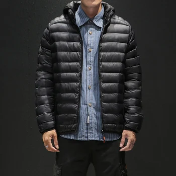 

2018 new fashion winter jacket men casual solid stand collar hooded coat jackets mens slim warm cotteon padded parkas plus size