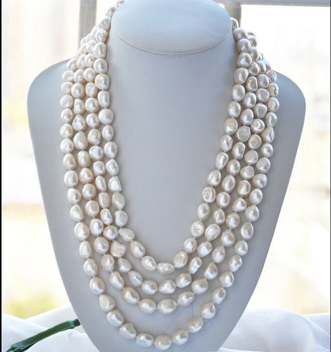 

A Z5964 white 13mm NATURE baroque freshwater pearl necklace 100inch