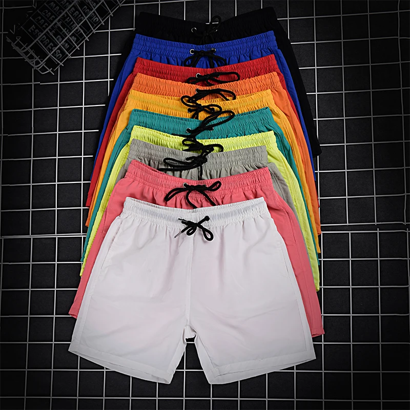 

Summer New Beach Shorts Men's Casual Loose Shorts Men's Fashion Solid Color Elastic Waist High Quality Shorts