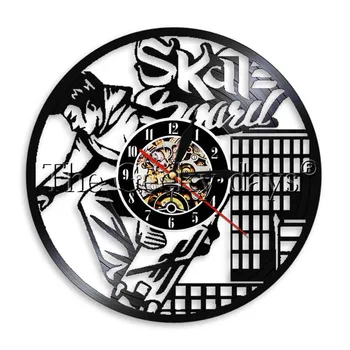 

1Piece Skateboard Wall Clock Vinyl Record Wall Clock Sport LED Light Wall Art Atmosphere Living Room Decorative Gift For Skater