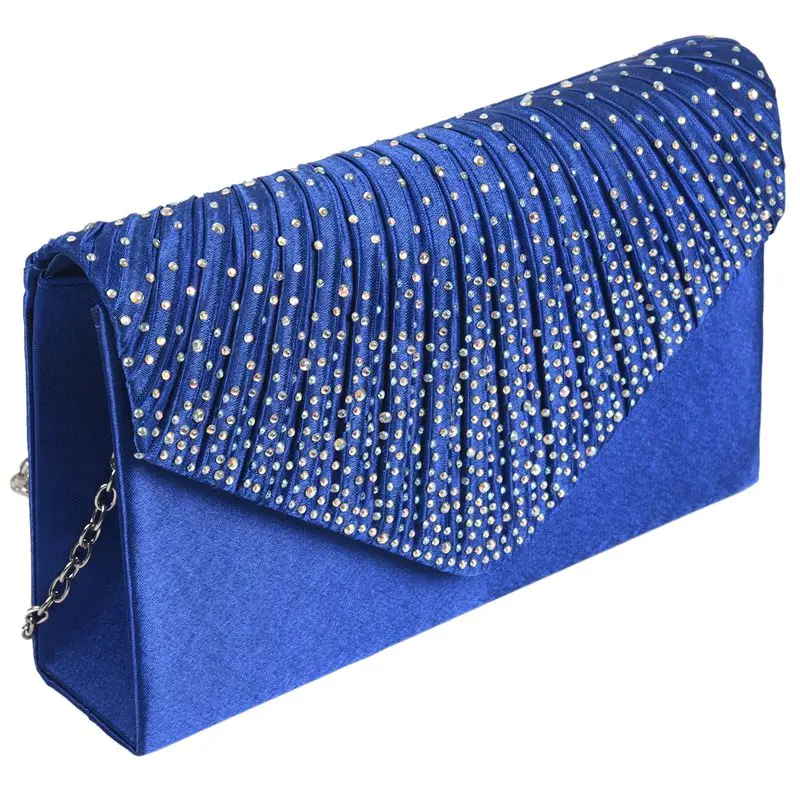 

Womens Silk face Diamond Clutches Shoulder Bag Evening Bridal Prom Satchel Chain Handbag