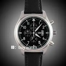 42 мм parnis черный циферблат пистолет большая неделя Винтажный стиль День Дата кварцевые полный хронограф мужские часы 132