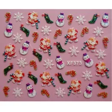 3D Рождественский подарок дизайн переводные наклейки для ногтей переводные наклейки для женщин и девушек инструменты для маникюра наклейки для ногтей XF373