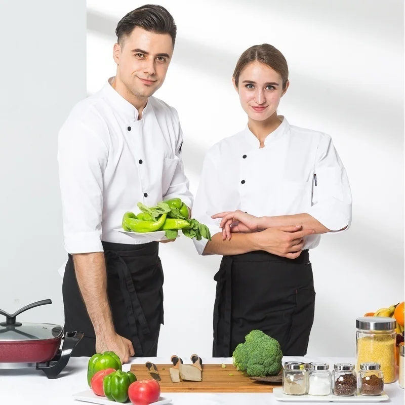 Мужская и женская дышащая куртка шеф повара с рукавом три четверти для ресторана