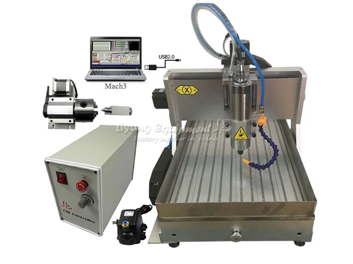 

cnc drilling machine 6040Z-VFD1.5KW USB 4axis with usb port and water tank