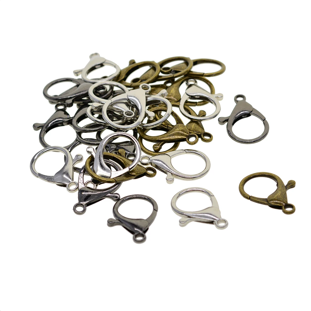 30 Sets Large Antique Metal Bag Lobster Clasp Clips Snap Hooks For King Ring Necklace Bracelet Chain DIY Jewelry Findings