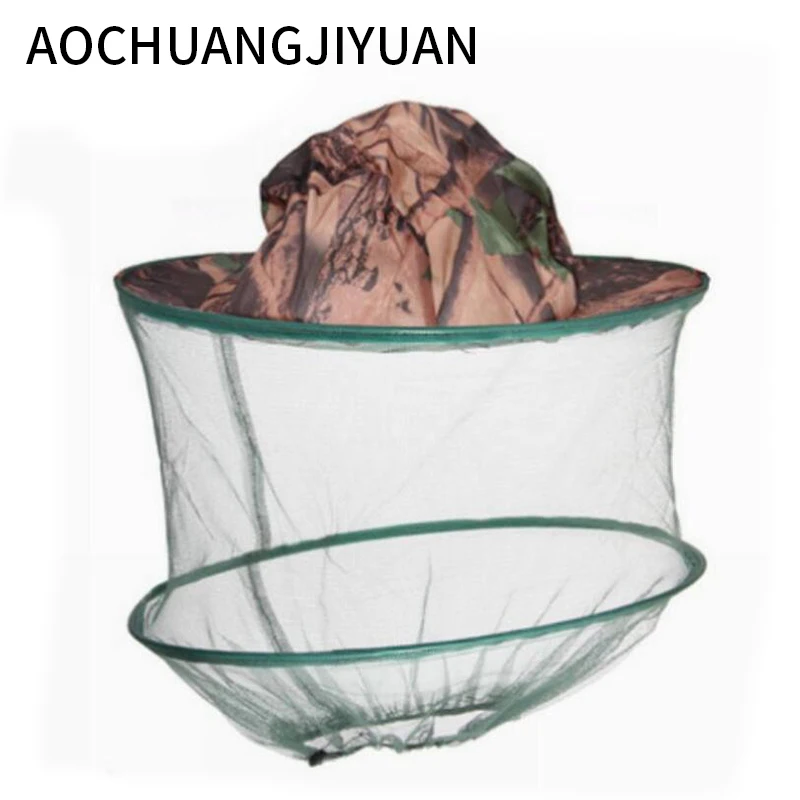 

New Camouflage Anti Mosquito Fishing Hat With Net Mesh Head Cover Fisherman Hat Beekeeping Camping Mask Face Protect Caps FO29
