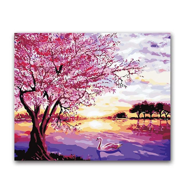 

Love Tree Scenery Romantic picture oil painting By Numbers with kits on canvas draw coloring by numbers unique gift hoom decor