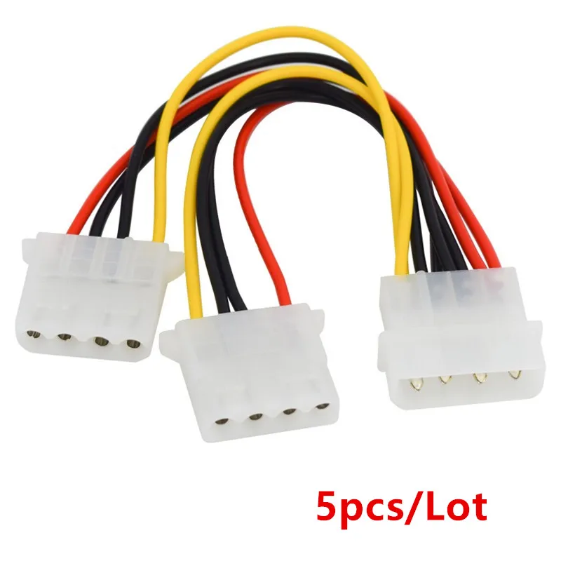 

5PC 18AWG 20cm Computer Power Supply IDE 4-pin Molex LP4 Male to 2 x Female Splitter Power Cable Cord,Hard Drive Disk HDD DVD CD