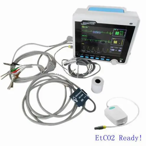 CE одобренный Contec CMS6000-VET монитор пациента w/CO2, NIBP+ SPO2+ RESP+ TEMP+ ECG+ ETCO2