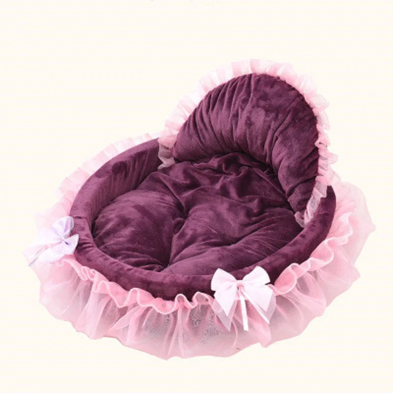 

Dog Bed Cat Cute Bed Queen Cat Princess Style Lovely Purple Beds For Small Dog Lace Pet House High Quality