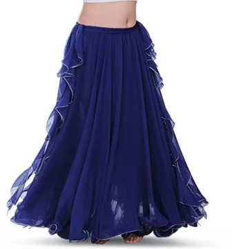11 цветов, профессиональный шифоновый женский костюм для танца живота, 2 слоя, юбка с разрезом, Новое поступление, юбка для танца живота, платье - Цвет: Синий
