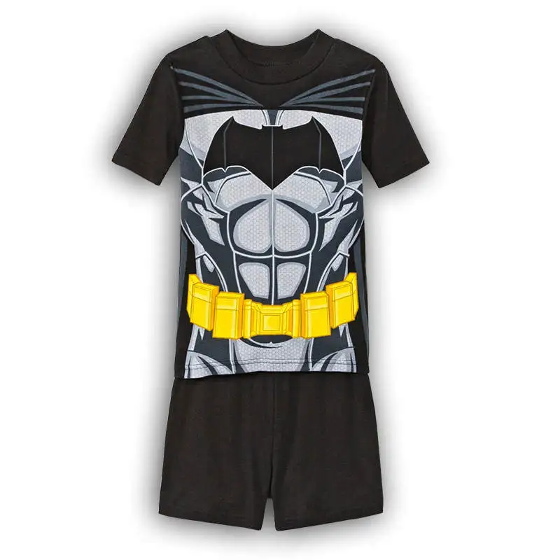 Детский пижамный комплект с Бэтменом; одежда для сна для мальчиков и девочек; детская ночная рубашка с героями мультфильмов; костюмы; комплект из шорт и футболки с короткими рукавами; одежда для детей