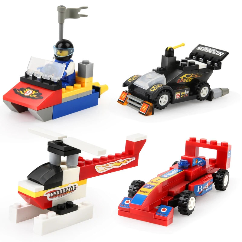DIY Model Building Block Toys F1 Racer Helicopter Motorboat Fighting vehicle Blocks Sets Assemblage Classic Child Gift | Игрушки и хобби