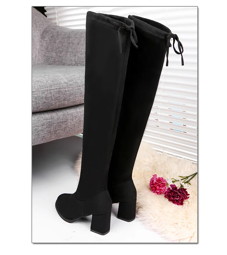 Women Casual Over the Knee boots shoes Winter women Female Round Toe Platform high heels pumps Warm Boots lady Thigh High Boots