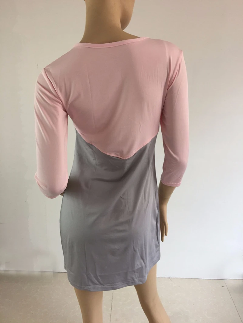 Women's Long Sleeve Dress Temperamental Contrast Color Dress Patchwork Maternity Dress Clothes for Pregnant Photo Props