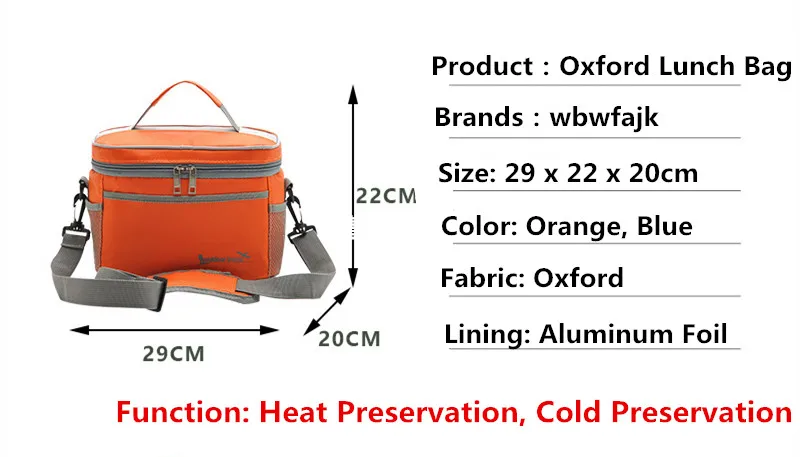 Большой плечо Оксфорд Термальность обед мешок Для женщин Для Мужчин's кулер для хранения Tote выходные путешествия Пикник Еда термо-box чехол