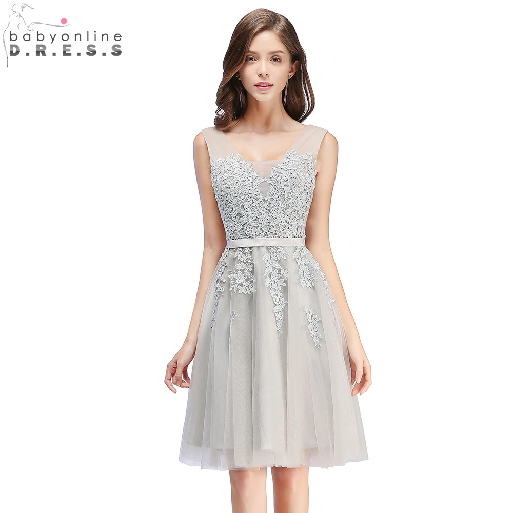 

In Stock Sexy V Neck Lace Appliques Short Prom Dresses 2019 Lace Up Back Formal Party Dresses For Graduation vestido de festa