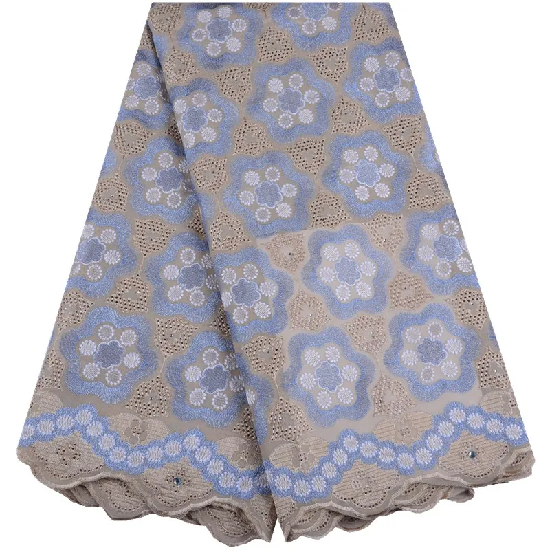 New Brown African Dry Lace Fabrics High Quality Cotton Lace Fabric Swiss Voile With Stones Swiss Voile Lace In Switzerland Y1531