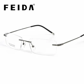 

FEIDA Rimless Titanium Eyeglasses Frames Men W Optical Frame Prescription Spectacle Frameless Glasses Transparent Eye glasses