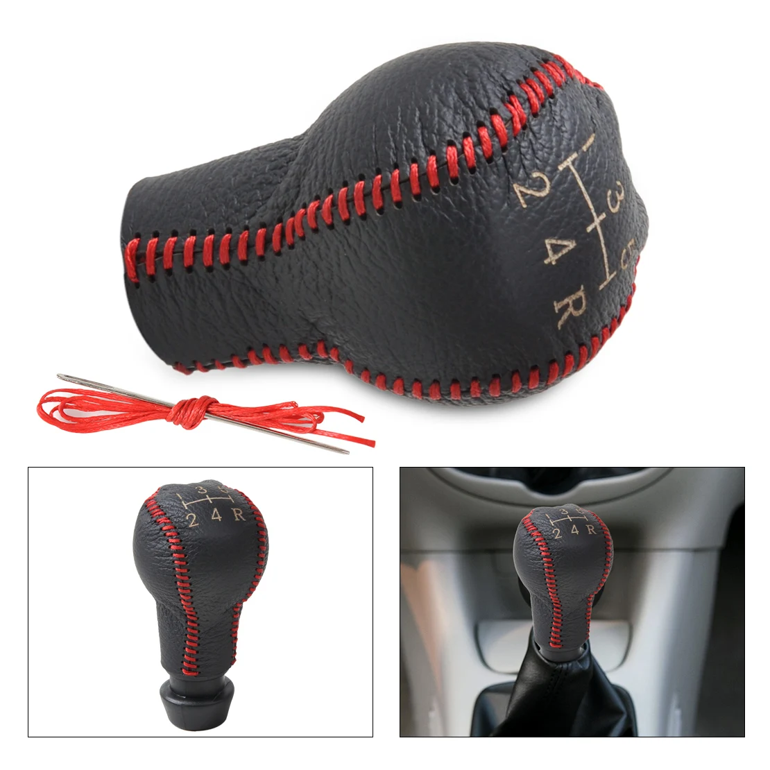 beler Leather 5 Speed Shift Gear Knob Cover for Peugeot 106 206 306 307